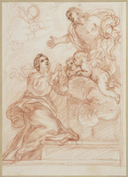 K I 056
          <br/>
          Christus in glorie verschijnt aan vrouwelijke heilige
          <br/>
          <em>Calandrucci, Giacinto (1646-1707)</em>